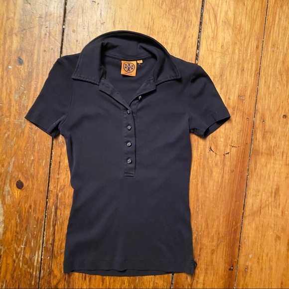 Tory Burch Black Lidia Short Sleeve Polo Shirt - Picture 10 of 11